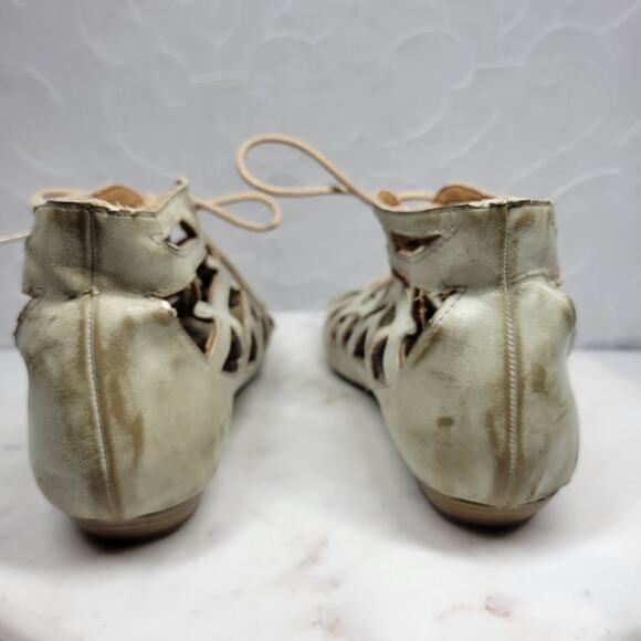 MIA Botticelli Sandals Womens 7.5 Green Leather Cutout Lace Up Strappy Gladiator - Picture 7 of 13